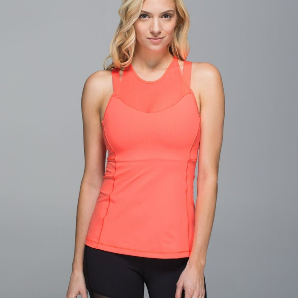 Lululemon Running in the City in Grapefruit Tank Top with Dual Strap